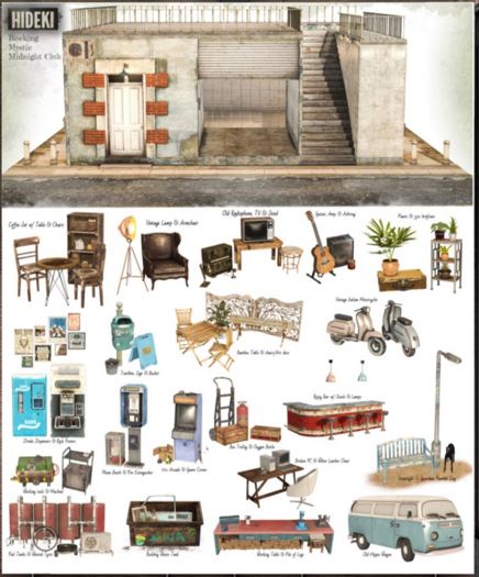 HIDEKI - Old Radiophone, TV & Stool