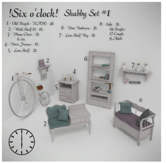 !six o'clock! [SHABBY SET-1] Old Bicycle* - RARE