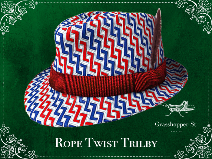 Grasshopper St Rope Twist Trilby - Red White & Blue