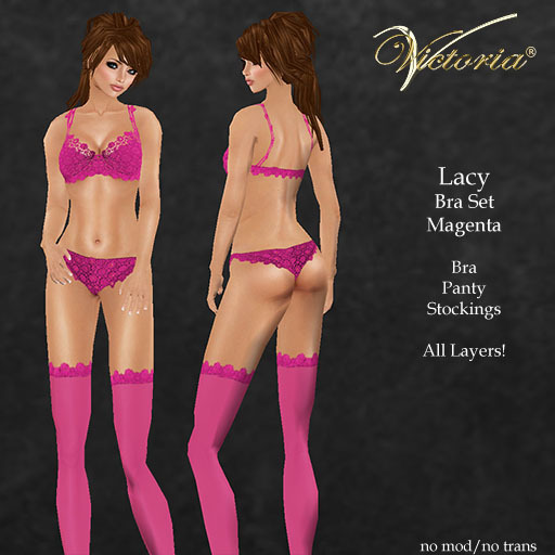 VictoriaV - Lacy Bra Set Magenta