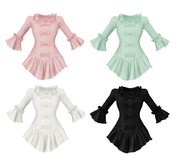 FullPerm Women Queen Anne Neckline Bell Sleeve Ruffled Royal Blouse Top Legacy Maitreya Slink Belleza Tonic Ebody Reborn