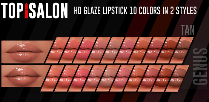 TOP1SALON - HD GLAZE LIPSTICK (Genus) TAN NUDE