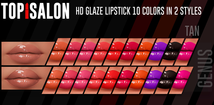 TOP1SALON - HD GLAZE LIPSTICK (Genus) TAN BRIGHT