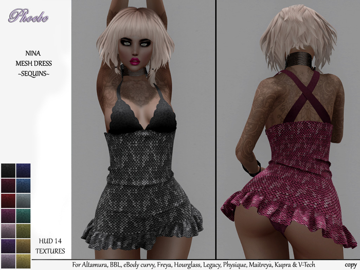 *P* Nina Mesh Dress ~14 Sequin Text HUD~