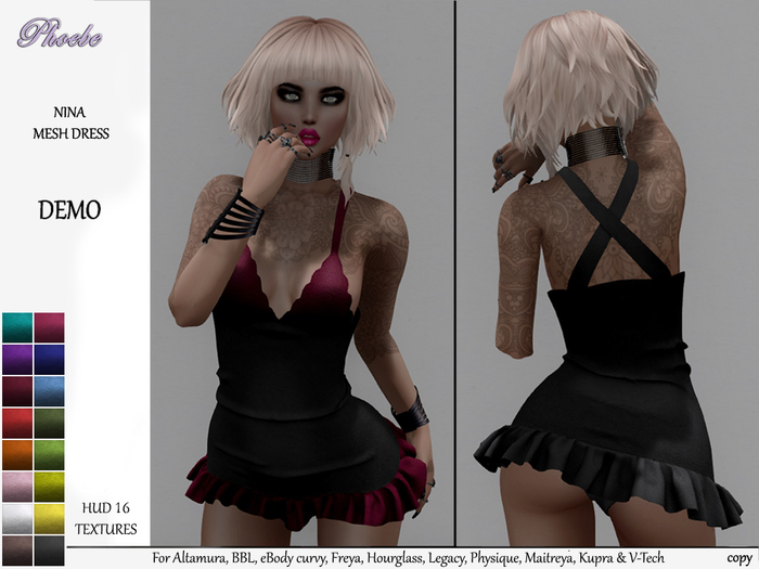 *P* Nina Mesh Dress ~16 Leather Text HUD~ DEMO
