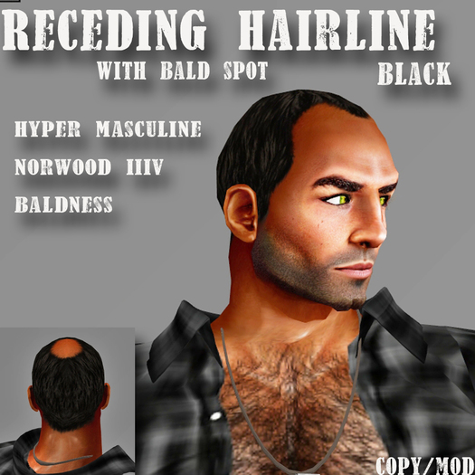 Receding Hairline with Bald Spot - Black