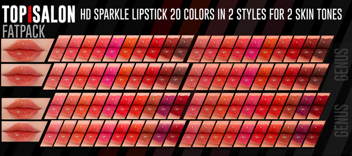 TOP1SALON - HD SPARKLE LIPSTICK (Genus) FATPACK