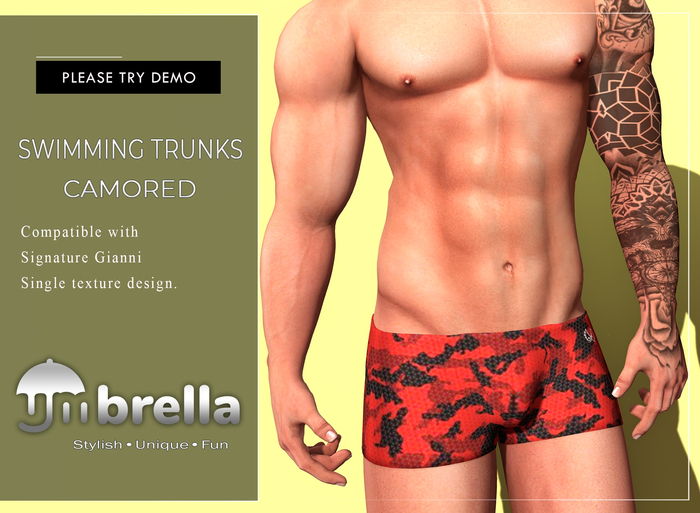 UMbreLLa - CamoRed Swimming Trunks SIGNATURE