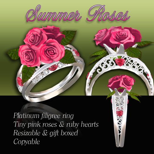 Exquisite Summer Roses Ring Platinum Gift Box