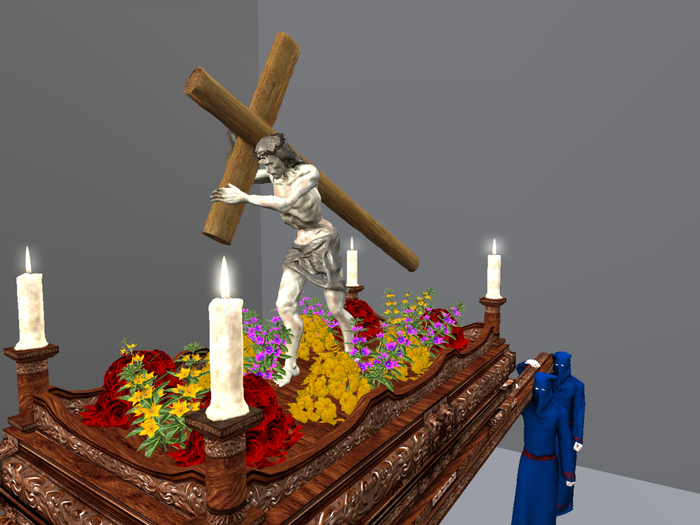 BOX ESTATUA PASO JESUS CRUZ 3 AZUL barniz  COPY