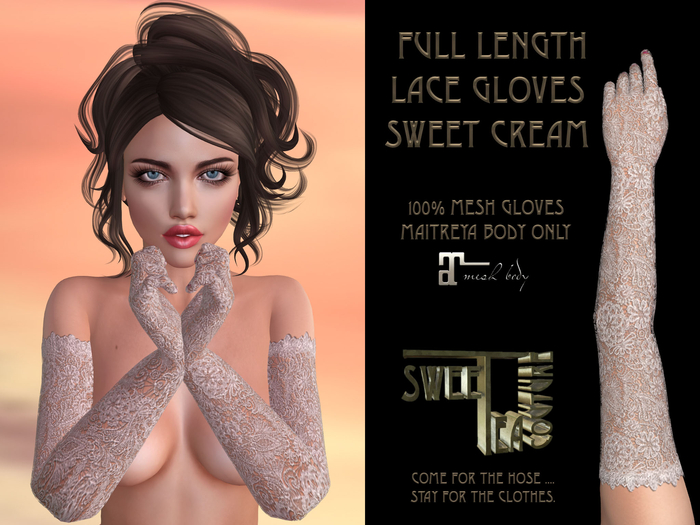 Sweet Tea Full Length Lace Gloves Sweet Cream Maitreya