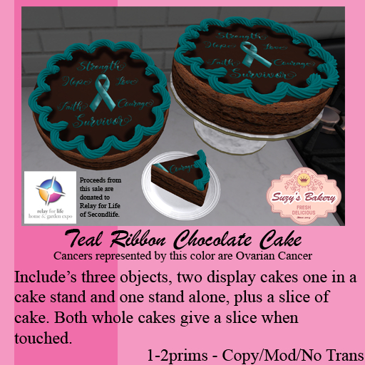 ~*SB*~ Teal Ribbon Chocolate Cake