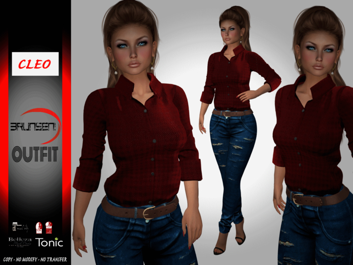 Brunsen Couture - Cleo Outfit Jeans Red Shirt