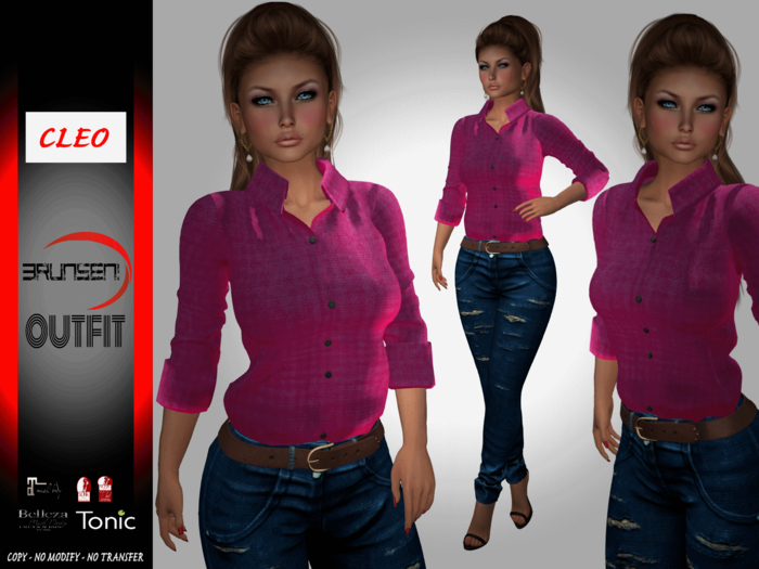 Brunsen Couture - Cleo Outfit Jeans Pink Shirt