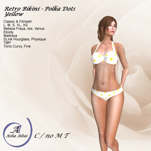 AA - Retro Bikini - Polka Dots - Yellow