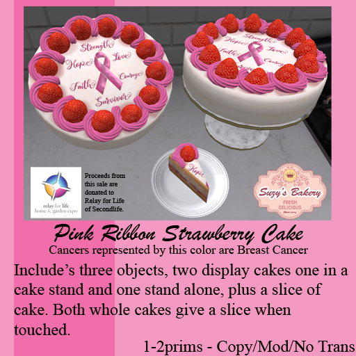 ~*SB*~ Pink Ribbon Strawberry Cake