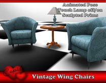 *CUPIDS*  Vintage Wing Chair Set Aqua Brocade
