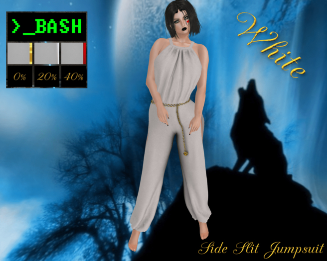 >_BASH - Side Slit Jumpsuit Box- White