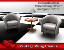 *CUPIDS*  Vintage Wing Chair Set Off White