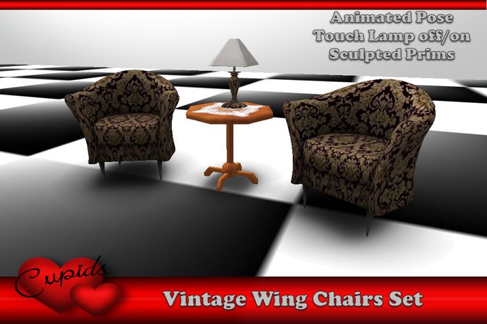 *CUPIDS* Vintage Wing Chair  Set Royal