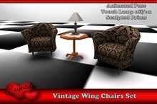 *CUPIDS* Vintage Wing Chair  Set Royal