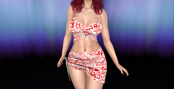 CELESTIAL's TOP SKIRT RED SCRIBBLE