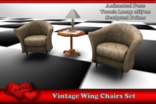 *CUPIDS*  Vintage Wing Back Chair Set Cream