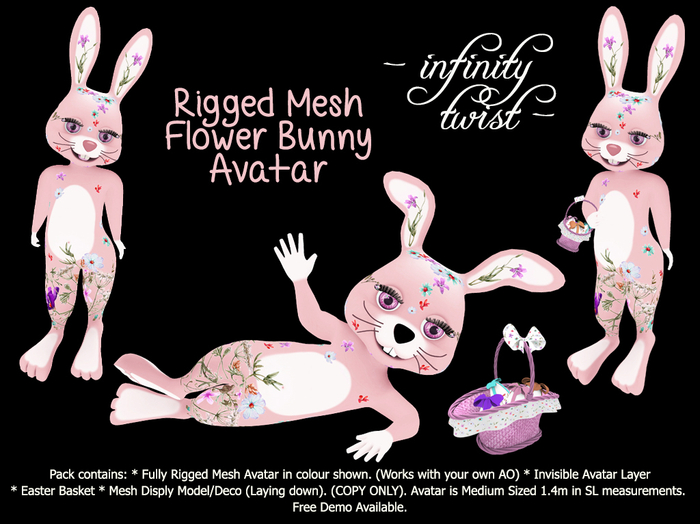 [Infinity Twist] Flower Bunny Pink - Rigged Mesh Avatar