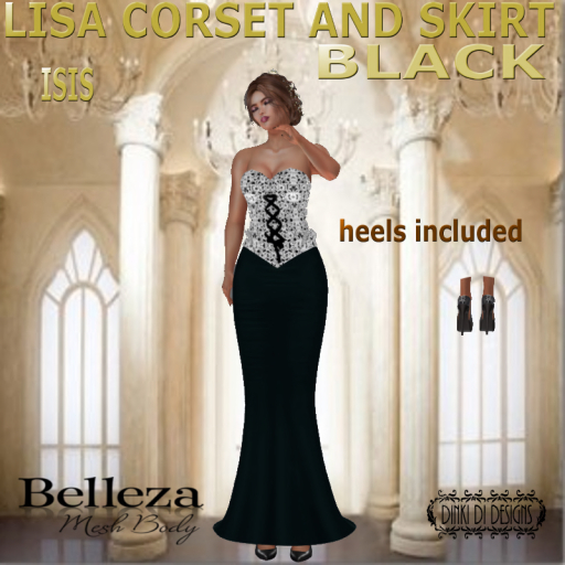 LISA BELLEZA ISIS SKIRT & TOP BLACK