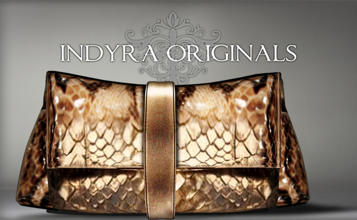 {Indyra Classics} Snake Skin Clutch-Gold