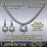 PELONOMI "Noble Heart" Natina Necklace & Earrings Set OP - White Diamond Silver Black Diamond