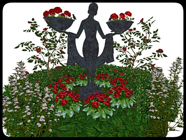 [AE] Garden Store-Birdbath Maiden Garden- red