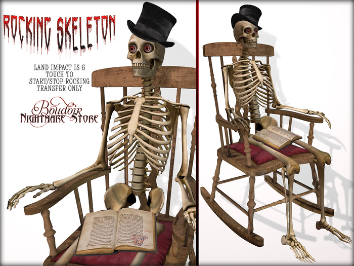 Boudoir Halloween-Animated Rocking Skeleton