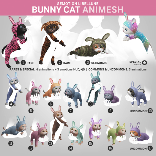 SEmotion Libellune Bunny Cat Animesh #2 RARE