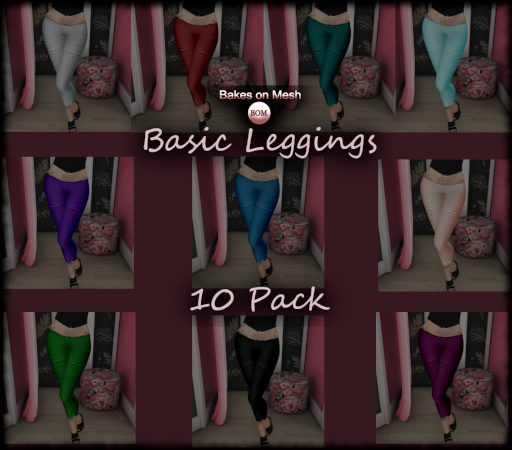 {SHY}Basic Leggings 10 pk BOM  (boxed)
