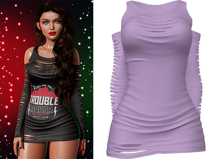 Second Life Marketplace - Joan Ripped Dress [Lavender] - Maitreya ...