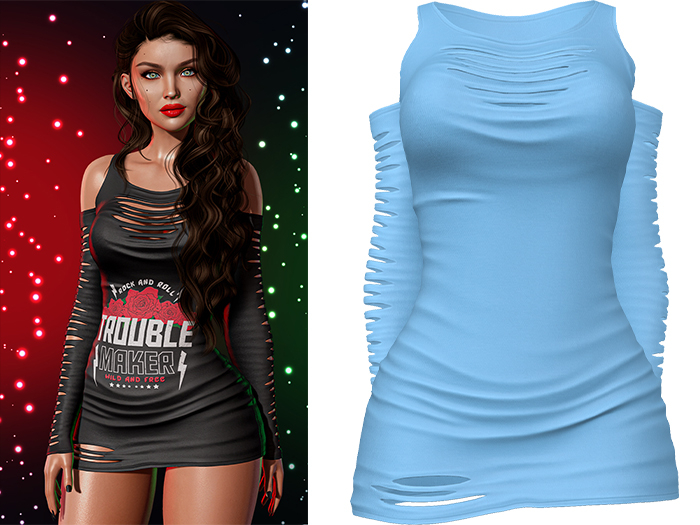 Second Life Marketplace - Joan Ripped Dress [Sky Blue] - Maitreya ...
