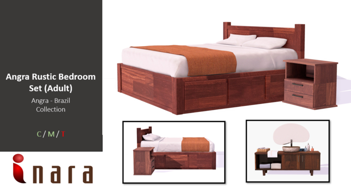 [ID] Angra Rustic Bedroom Set (Adult) - Angra Collection (BOXED) - 50% OFF
