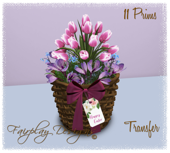 ~Easter Floral Gift Basket w Spring Flowers~