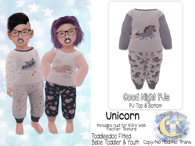 {SMK} Good Night PJs | Unicorn | Bebe Toddler & Youth + Toddleedoo Fitted