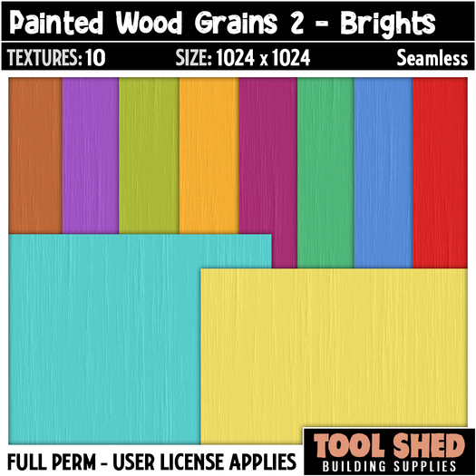 Second Life Marketplace - Tool Shed - Painted Wood Grains 2 - Brights