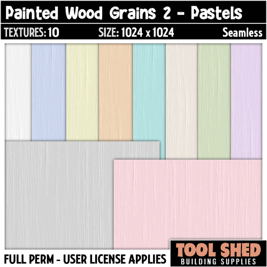 Second Life Marketplace - Tool Shed - Painted Wood Grains 2 - Pastels