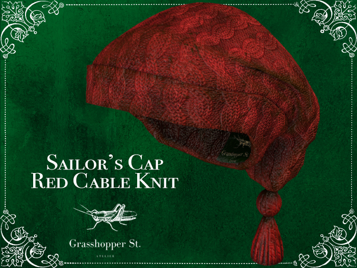 Grasshopper St Sailor's Cap - Cable Knit Red