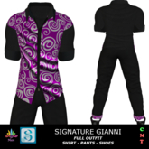 M - FULL OUTFIT - White Purple Swirl - Signature Gianni