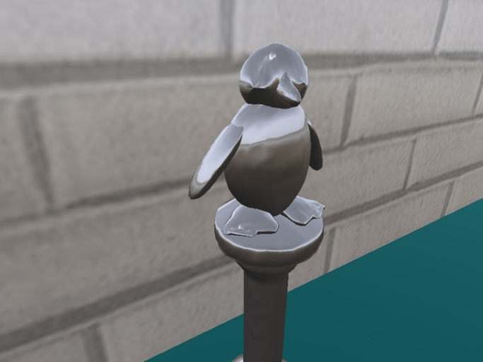 Chrome Penguin Statue /w stand