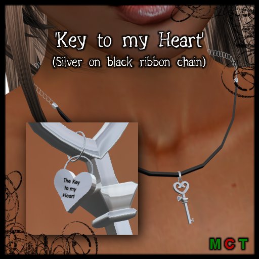 'Key to my Heart' Necklace (ribbon chain/silver)