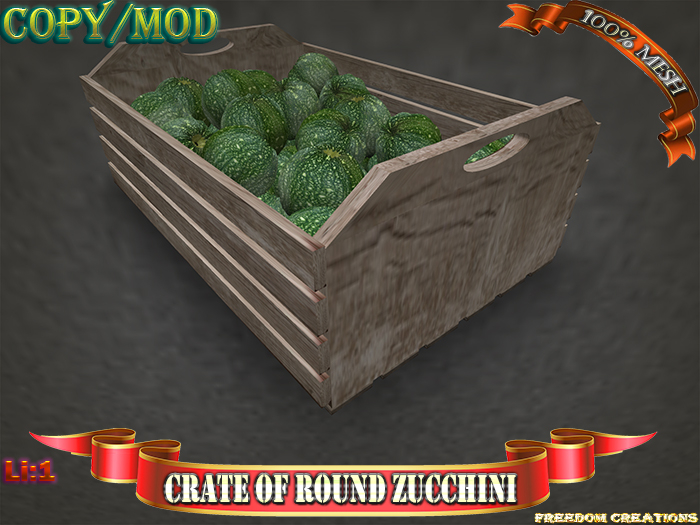 Crate of round zucchini-Freedom creations