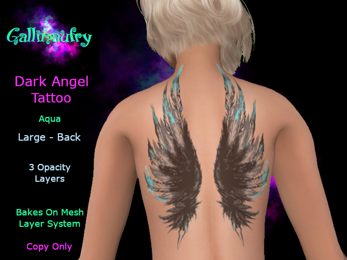 Dark Angel Back Tattoo - Aqua BOM
