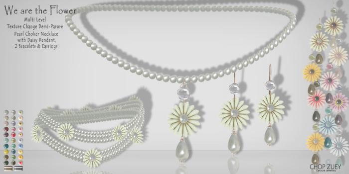 We are the Flower - Demi-Parure - TxChnge Necklace Earrings Bracelet by Chop Zuey Couture Jewllery