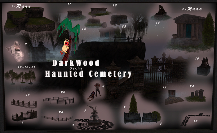 Darkwood - Haunted Cemetery Gachas - Full Set Wite Rares